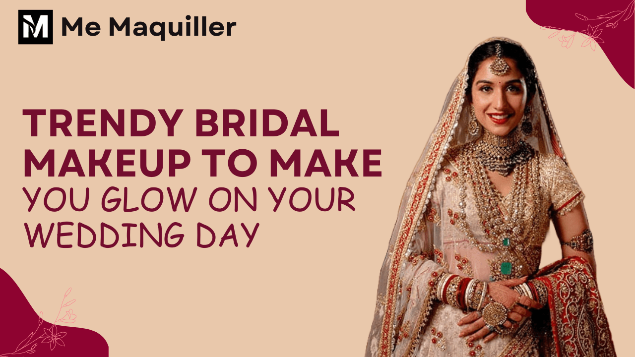 Elegant bridal makeup enhancing natural beauty, perfect for a radiant glow on your special wedding day. trendy bridal makeup