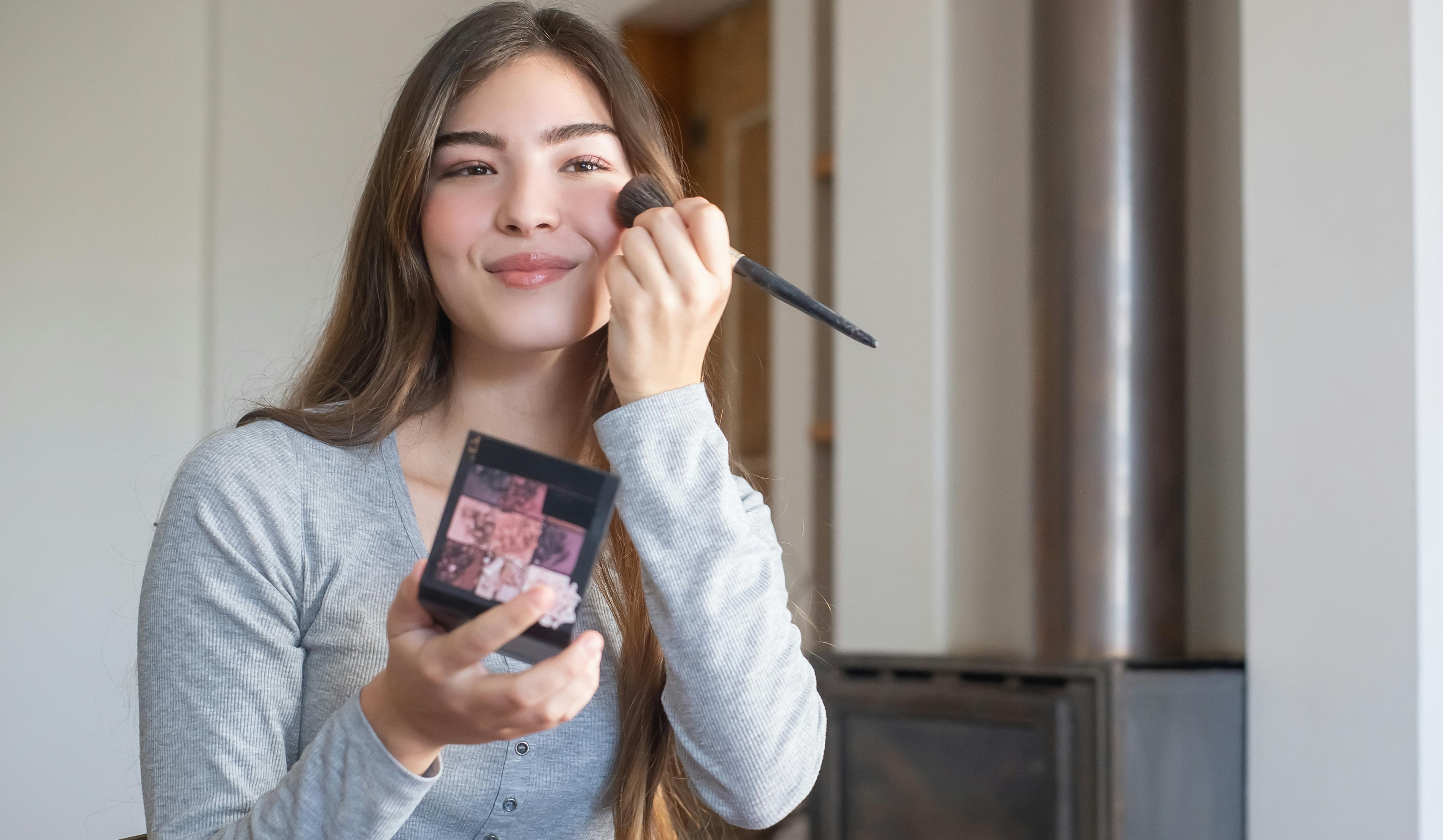Blush on face